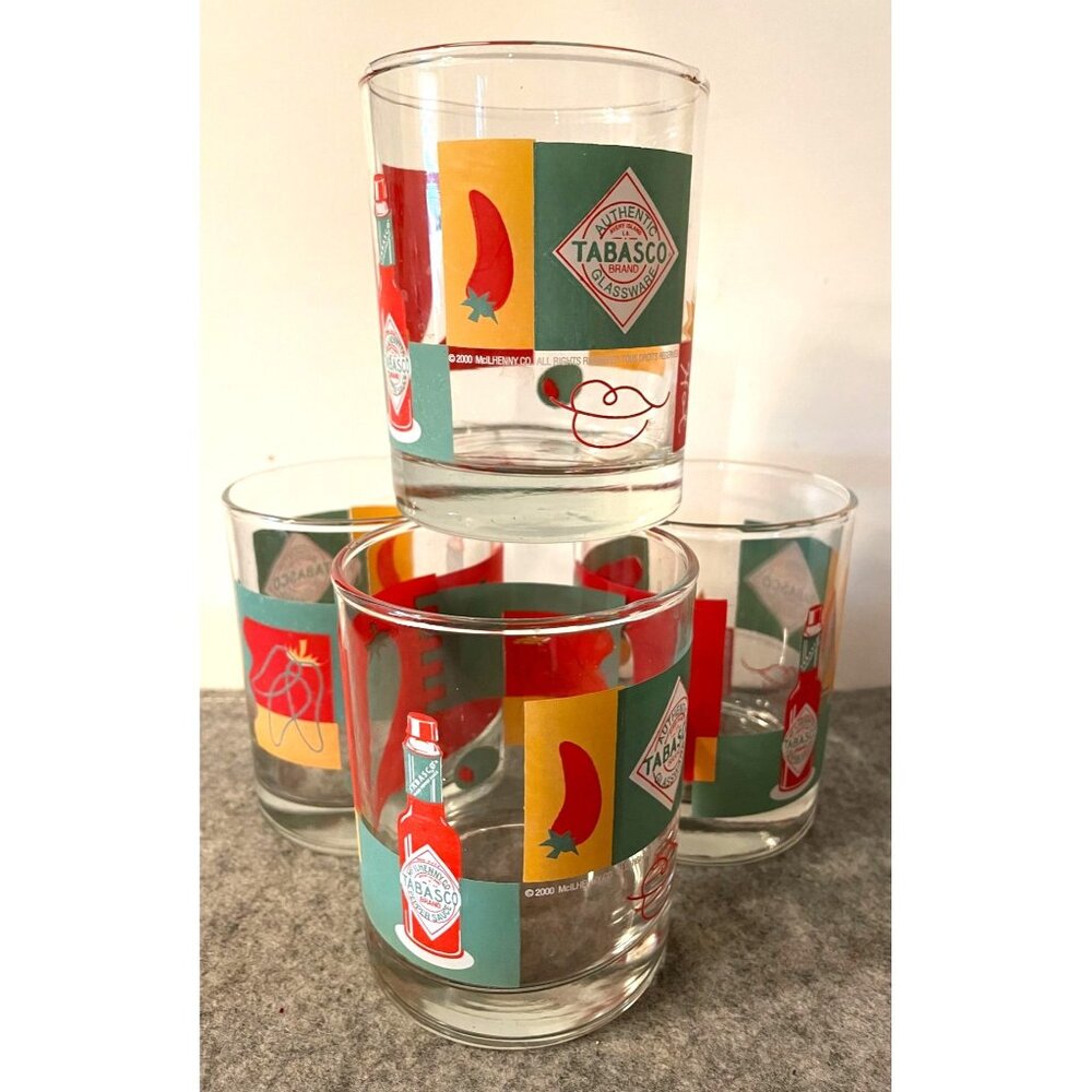 Set of 4 Tabasco Double Rock Glasses  # 2227